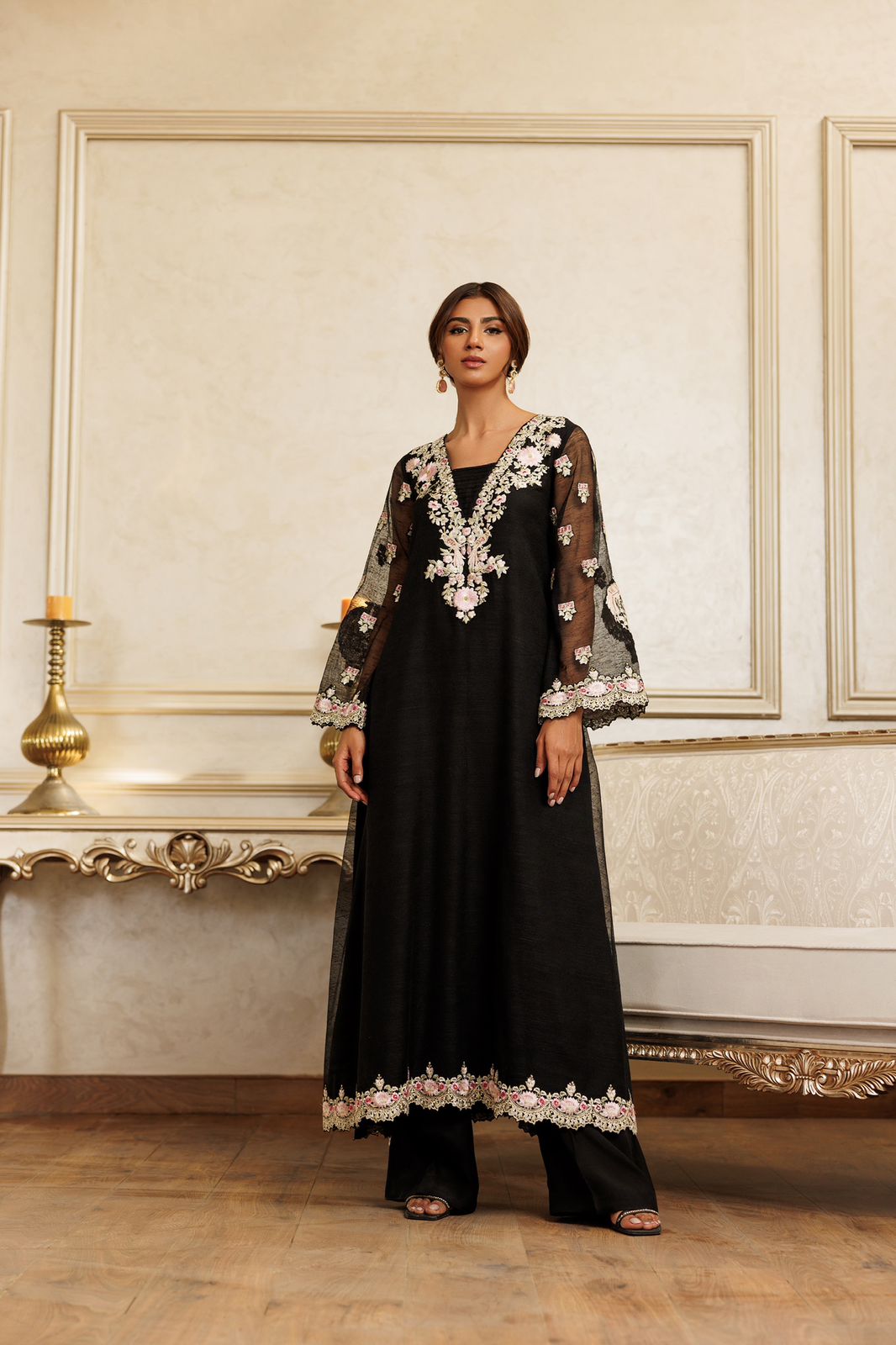 A black kurta set-(8791)