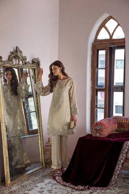 Beige and Gold Embroidered Tunic (OA-7751)